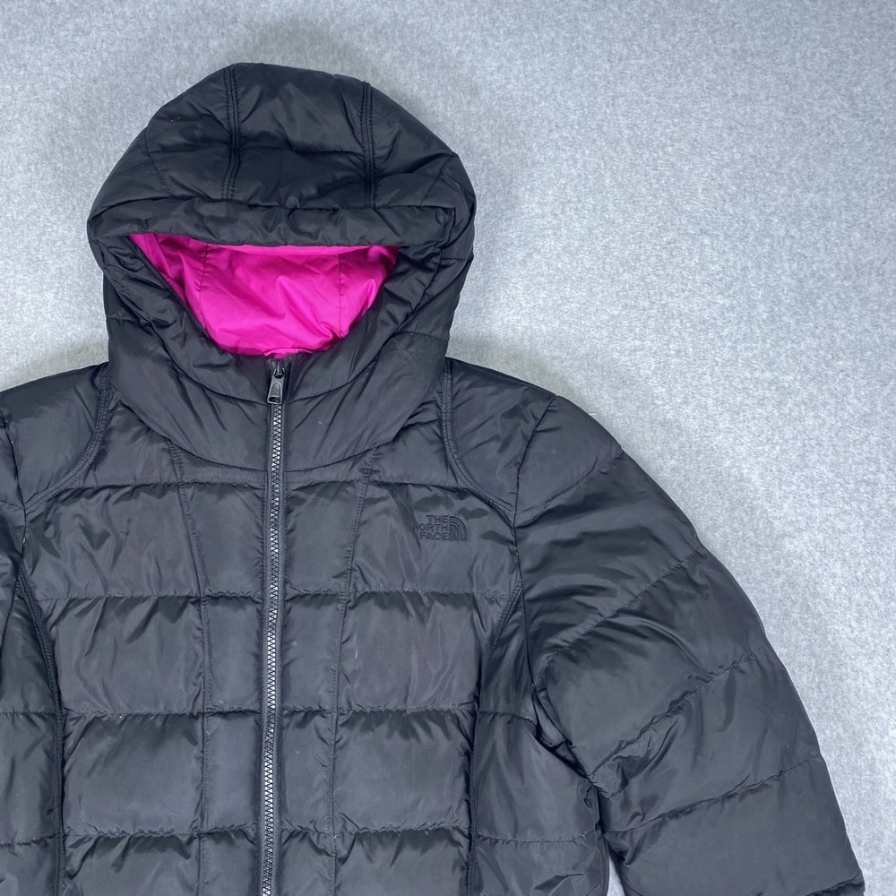 The North Face Metropolis Parka Women Large Black Pink Down Puffer Hooded Jacket - Picture 3 of 16